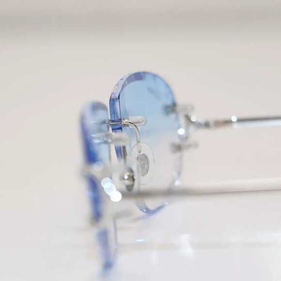 Cartier CT00920 002 Diamond Cut Silver-Framed Blue Lens Sunglasses 19 - Picture 6 of 15